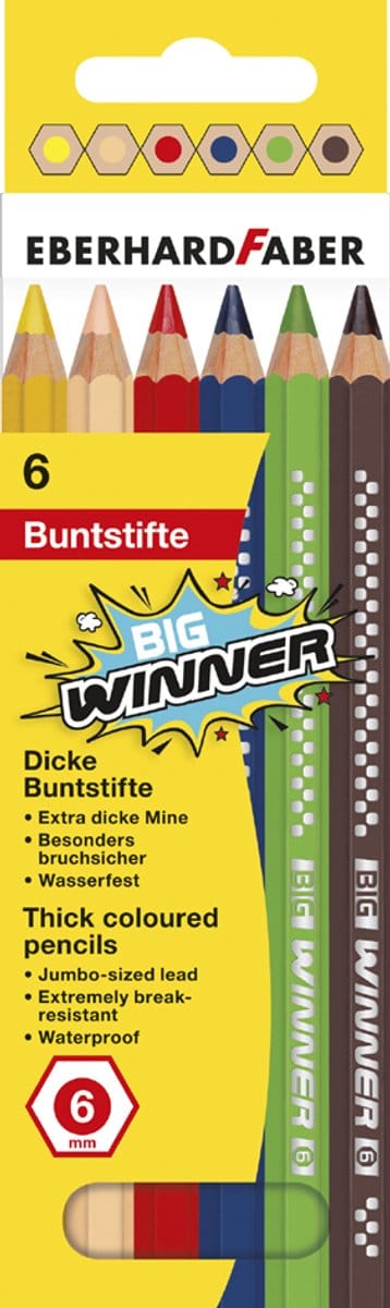 EBERHARD FABER Zeshoekige kleurpotloden BIG WINNER, etui met 12 stuks