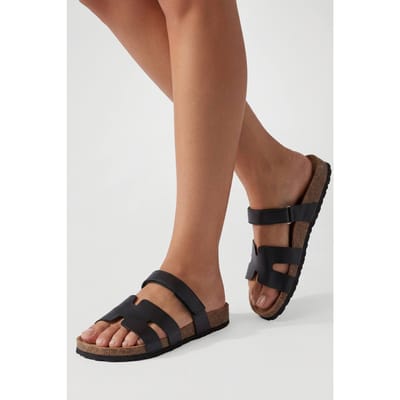 boohoo Dames Sandalen Met Dubbele Bandjes En Cut-out Details | Black | Maat: 3