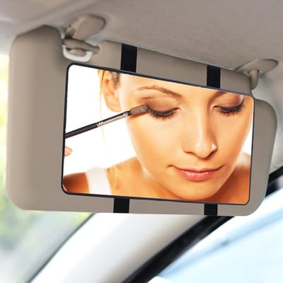 Autozonneklep spiegel - Cosmetische spiegel - Make-up bijwerken - HD glazen spiegel - 26 x 13.5 cm - Zwart
