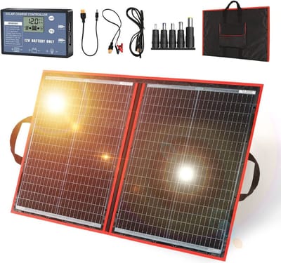 MKSS® Zonnepanelen - Compleet Pakket - Zonnepaneel Plat Dak - 110W - Zwart met Rood