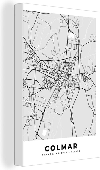 Canvas Schilderij Frankrijk - Plattegrond - Kaart - Colmar - Stadskaart - 20x30 cm - Wanddecoratie