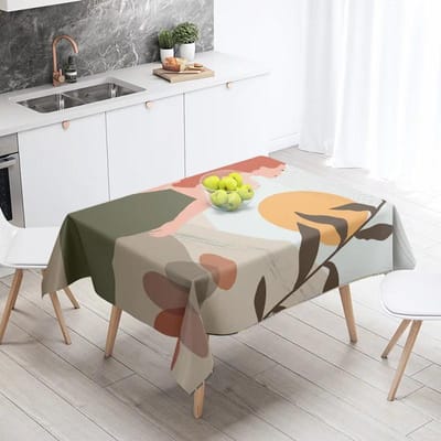 Morandi Grijs Abstract Tafelkleed Scandinavisch Minimalistisch Geometrisch Patroon Hal Restaurant Dubbel Gebruik Studentenkamer Koffietafelmat 145x145cm