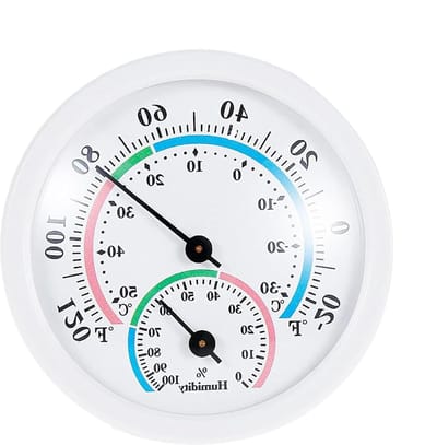 Thermo hygrometer monitor - Temperatuur vochtigheid meter - Klimaat beheersen - Mechanische sensor - 7.5 x 8.5 cm - Wit
