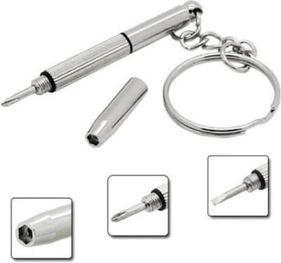 Bril - 2 Stuk - Bril Reparatie set - Reperatieset - Reperatie Set voor Bril - Bril Schroevendraaier - 3 in 1 - Sleutelhanger - Sleutelbos - Gadget - Zilver - Reizen - Brilaccessoires