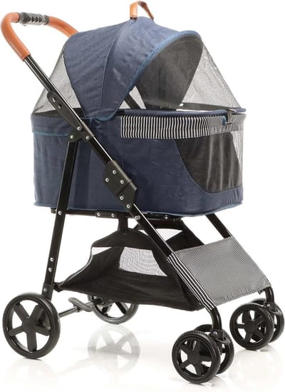 Hondenbuggy 2-in-1 - Hondenwagen huisdierwagen - Comfortabel vervoer - Afneembare transporttas - 52 x 76 x 99.5 cm - Blauw