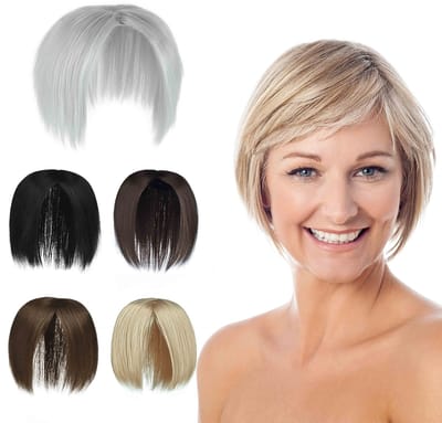 Dailygoods- Haartopper Synthetisch Haar - Haarstukje voor Dun Haar - Toupet met 3 Clips - Rechte Stijl zonder Pony - Basisgrootte 9x9 cm - Lichtgewicht 40 gram - Haarstuk