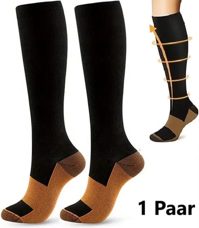 Koper Compressie Kousen I Compressie Sokken I Steunkousen I Sport Sokken I I Vliegtuigsokken I Zwart I Maat L/XL (40-47)
