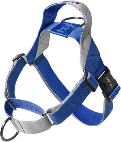 Boondog Martingale Hondentuig - Anti Trek - 2 Bevestigingspunten - Met Handvat - Meer Controle - Verstelbaar Harnas - Cream/Blue - SM