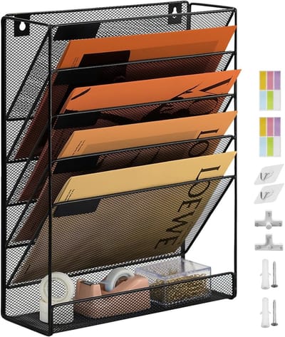 6-laags Muurhouder voor Documenten en Tijdschriften - Ruimtebesparende Organizer - Perfect voor Kantoor en Thuis