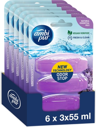 Ambi Pur Toiletblok Navulling Lavendel & Rozemarijn - 6 x 3 stuks - Voordeelverpakking