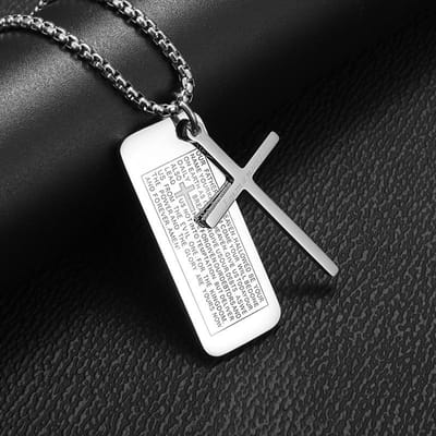 Mode Kruis Bijbel Hanger Ketting Heren en Dames Roestvrij Staal Box Ketting Religieuze Accessoires Cadeau white