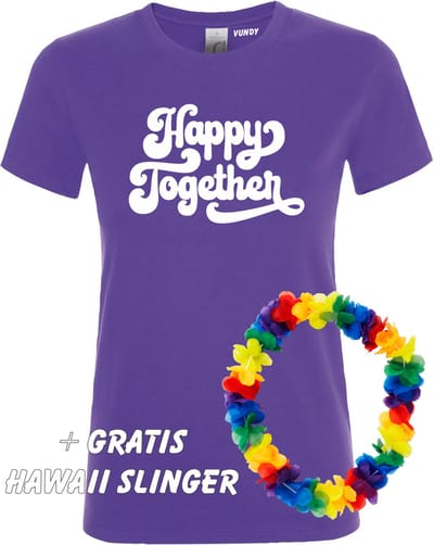 Dames T-shirt Happy Together | Love for all | Gay Pride | Regenboog LHBTI | Paars dames | maat M