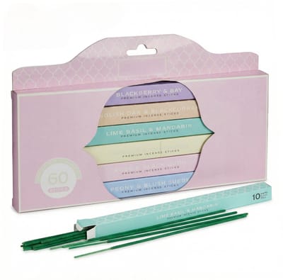 Dailygoods- Wierookstokjes Set 60 Stuks - 6 Geurcomposities - Geschenkdoos met Kijkvenster - Voor Thuisspa/Yoga - Aromatische Ervaring - Verander Sfeer - Geurstokjes