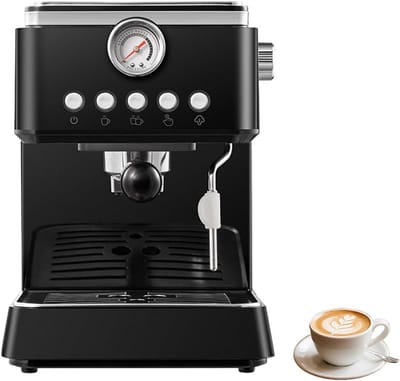Espressomachine - Meerdere standen en nauwkeurige temperatuurregeling - Ideaal voor thuisbarista's - Uitgerust met stoomfunctie - Zwart