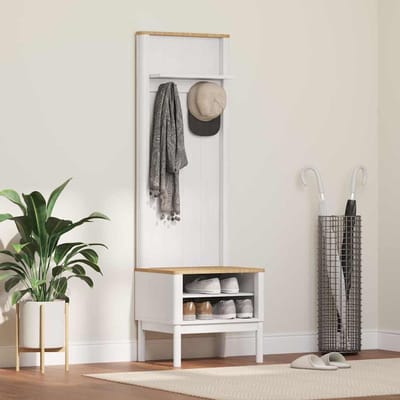 vidaXL - hal - kast - FLORO - Wit - 50 - x - 40 - x - 158 - cm - Massief - vurenhout