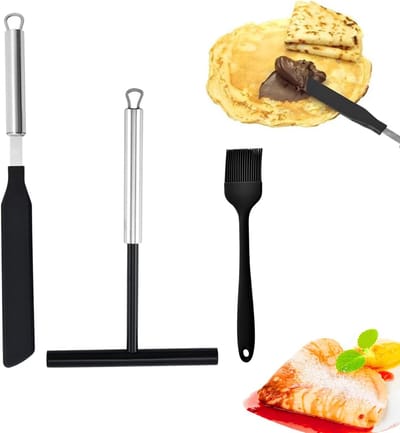 Famanu - Crêpe Hark Beslagverdeler Set, 3 stuks pannenkoekenverdelers voor crêpes en galettes, spreider accessoires voor keuken en bakplaat, gelijkmatige verdeling