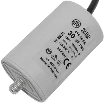 Motorcondensator 30µF 400V | Radiale Startcondensator met Kabel | Kunststof Behuizing