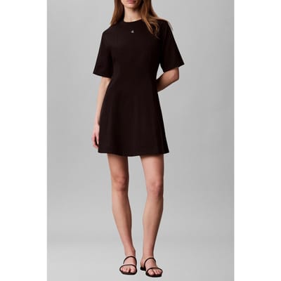 Calvin Klein Short Sleeve Heavy Jersey Seam Detail Dress Black Taglia: XS | Abiti Mini Outlet | Donna | Nero