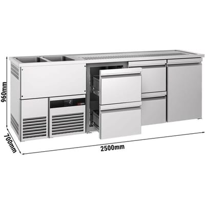 GGM Gastro Biertheke PREMIUM - 2500x700mm - 1 Tür & 4 Schubladen