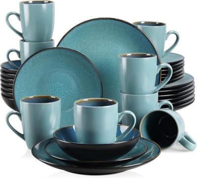 Thuys – Luxe Serviesset – 8 Persoons – Porselein – Bordenset – 32 Delig – Stijlvol Design – Hoogwaardige Materialen – Turqoise