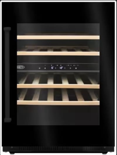 Boretti MLWC82GRZW Wijnklimaatkast inbouw 82cm onderbouw, 2 temperatuurzones, Deurhoogte 780mm met greep, zwart glas