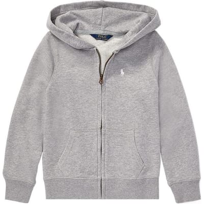 Polo Ralph Lauren Ss22 Effen Kleur Logo Geborduurd Zip-Up Hoodie Kinderen Hoodies Grijs CWPOKNIG6810264-D86 L gray