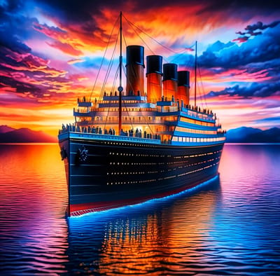 40x40cm Diamond Painting cruise schip (rond) nr 587