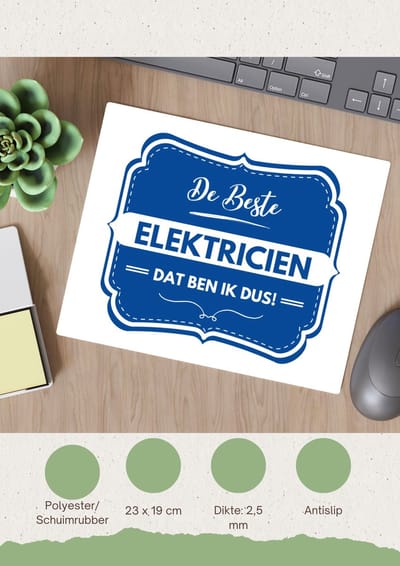 Akyol - de beste elektricien Muismat - Elektricien - een elektricien - werk - afscheidscadeau - verjaardagscadeau - 23 bij 19 cm