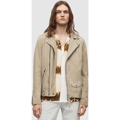 AllSaints Milo Biker Pampas White Size: S | Leather & Biker Jackets Outlet | Heren | Beige