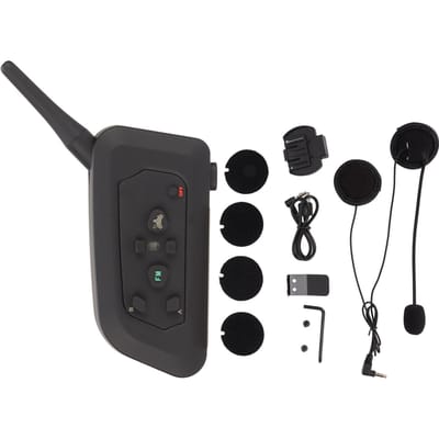 Bluetooth-helmheadset IP65 waterdicht FM-radio met een spreekbereik van 1000 meter Motorintercomhoofdtelefoon black