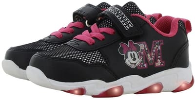 Disney Minnie - Schoenen voor meisjes met lichtjes - Minnie Mouse Sneakers voor kinderen met klittenband - Lichtgevende kindersneaker - Maat 24 - Zwart