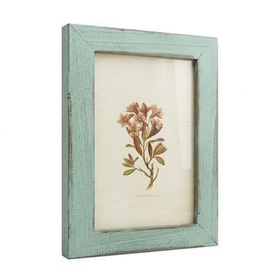 Lichtblauw houten fotolijst vintage look – staande en hangende fotolijst – rustieke foto houder met verweerde afwerking – landelijke wand decoratie voor thuis en kantoor