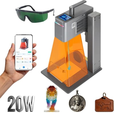 Lasergraveermachine/lasergraveerder - Draagbaar 2-in-1 dual-laser - 20W blauw + 2W infrarood - Tot 10.000 mm/s - Werkgebied 160 x 140 mm - Auto- en handmatige focus - Hout & acryl