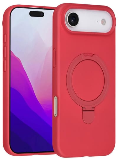 Telefoonhoesje geschikt voor iPhone 17 Air - Magnetische Backcover met Ringstand - Geschikt voor MagSafe-accessoires - FuturiQ - Cherry Red