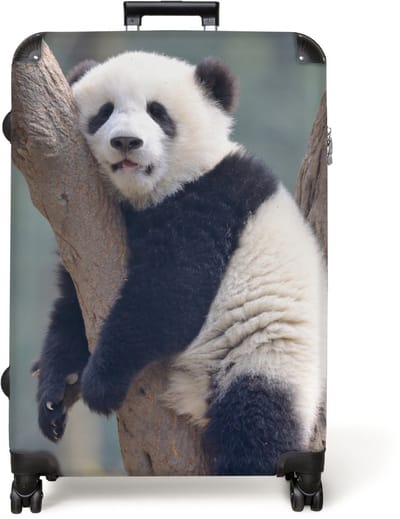 NoBoringSuitcases.com® - Koffer groot - Reiskoffer lichtgewicht - Panda - Boom - Bos - Dieren - Rolkoffer met 4 wielen - Grote trolley XL - 98 liter bagage