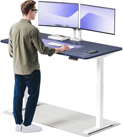 Desktronic HomeOne Zit-sta Bureau Elektrisch In Hoogte Verstelbaar, 160x80 cm Wit/Blauw, Stille Dubbele Motor, Hoogte 72-119cm