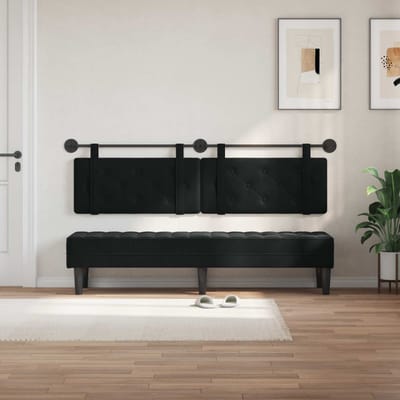 vidaXL - Hangend - hoofdbord - Zwart - Fluweel