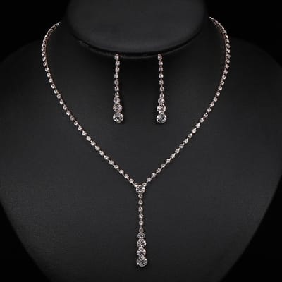Bruidsmeisjes Accessoires, Eenvoudige Diamant Set, Kristallen Rij Diamant Ketting, Ketting, Armband, Drie-Delige Set, Bruids Accessoires