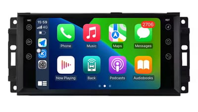 Autoradio 2/32 met Carplay en Android auto | Geschikt voor Jeep Compass Patriot Commander Grand Cherokee Wrangler, Dodge Kaliber, Challenger Ram, Chrysler 300C, Chevrolet Epica Sebring 2006-2015 | Radio scherm met Navigatie | 2006 2007 2008 2009 2010