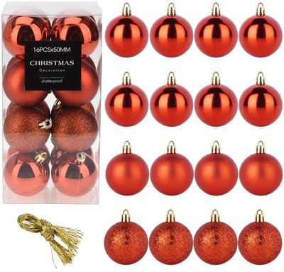 Kerstballen Set Onbreekbaar Rood 5 cm 16 stuks - Kerstdecoratie