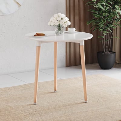 Moderne ronde eettafel met beukenhouten poten voor kleine keukens en eetkamers
