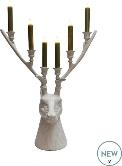 kandelaar Selado | Parelwit - Ivory | Hertenkop | L42 x B19 x H50 cm