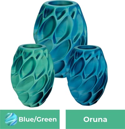 Oruna organische vaas – Decoratieve vaas - Blauw / Groen - 3d geprinte vaas – geschikt voor droogbloemen - 20CM