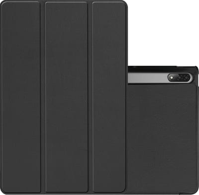 Hoes - Geschikt voor Lenovo Tab P12 Pro - Dun & Stevig - Trifold Bookcase - Hard Cover - Hardcover Book Case - Tablet Hoesje - Zwart