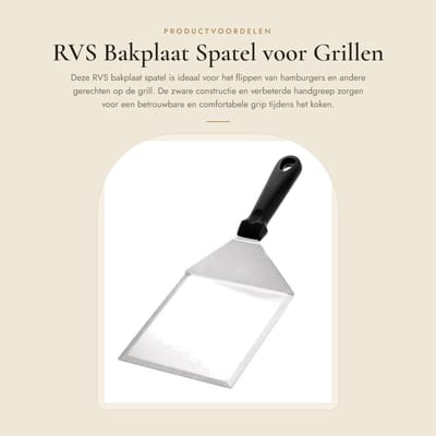 Dailygoods - RVS Bakplaat Spatel voor Grillen en Barbecue