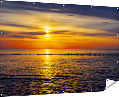 Gards Tuinposter Zonsondergang in de Zee - 180x120 cm - Tuindoek - Tuindecoratie - Wanddecoratie buiten - Tuinschilderij