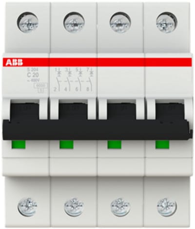 ABB 2CDS254001R0204 S204-C20 Zekeringautomaat 4-polig 20 A 400 V