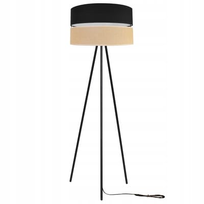 Light-Home JUTA 2450/45 - Vloerlamp - Tripod - Metaal - Stoffen Lampenkap - Zwart