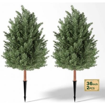 VEVOR Kunstplant 2 stuks. Kunstmatige cederboom met grondpen 914 mm, decoratieve plant voor woonkamer, balkon, kantoor, veranda, tuin, UV-bestendig, cederplanten gemaakt van PE, levensecht, binnen en buiten
