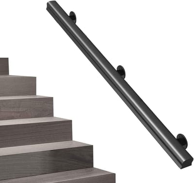 Houten trapleuning - Wandmontage reling - Veilig traplopen - Massief hout - 300 cm - Zwart